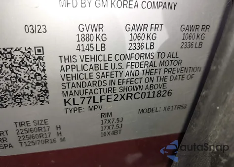 2024 Chevrolet Trax Fwd Sp from USA, damaged, VIN KL77LFE2XRC011826